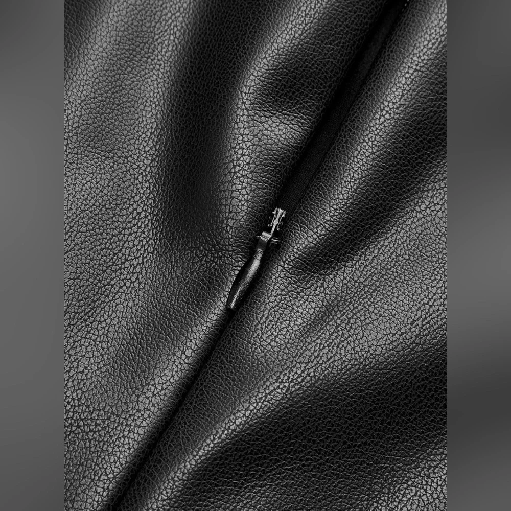 Commense Pleated Panel Sleeveless Faux Leather Dress - Picture 7 of 7